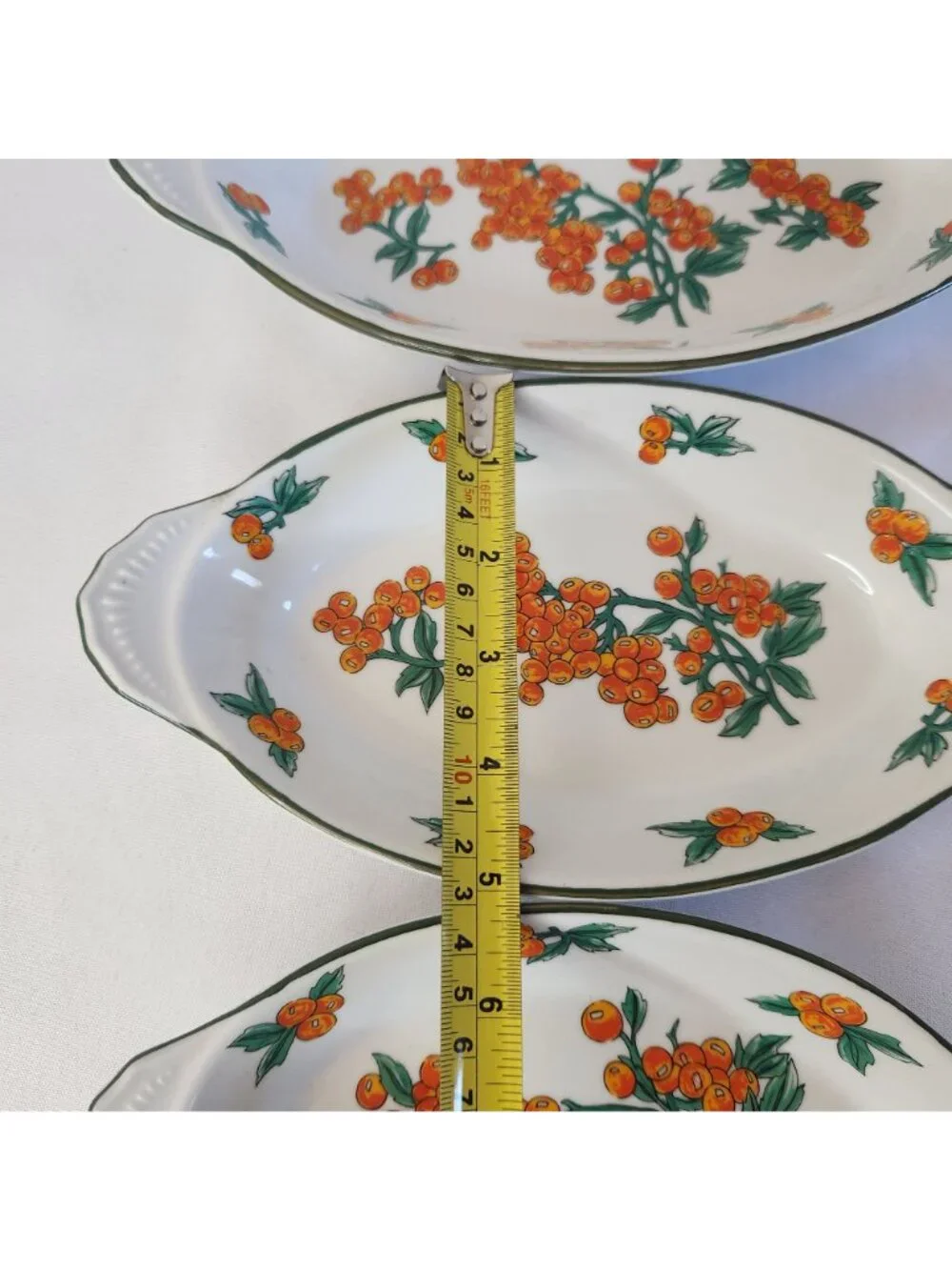 Berry Patch Fine China Oval Serving Dishes Set Of 3 Orange Berry Floral Design M